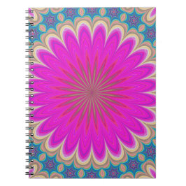 Retro Blommigt Mandala Psychedelic Flower Power Anteckningsbok