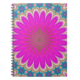 Retro Blommigt Mandala Psychedelic Flower Power Anteckningsbok
