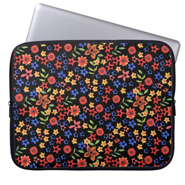 Retro Blommigt Miniprint Anpassningsbar Laptop sle Laptop Sleeve (Framsidan)