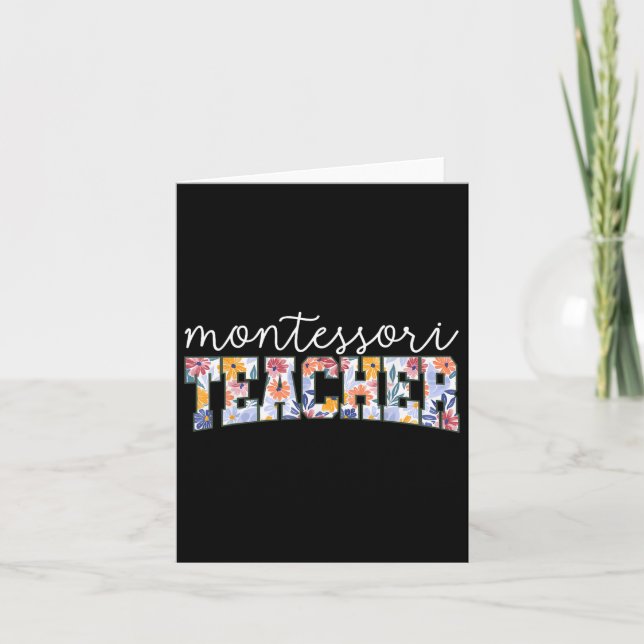 Retro Blommigt Montessori Lärarinstruktör Utbildat Kort (Framsida)