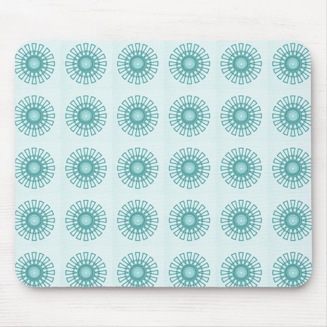 Retro Blommigt Mousepad, Teal Musmatta (Framsidan)