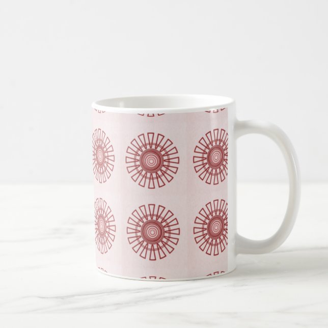 Retro Blommigt Mugg, Maroon Kaffemugg (Höger)