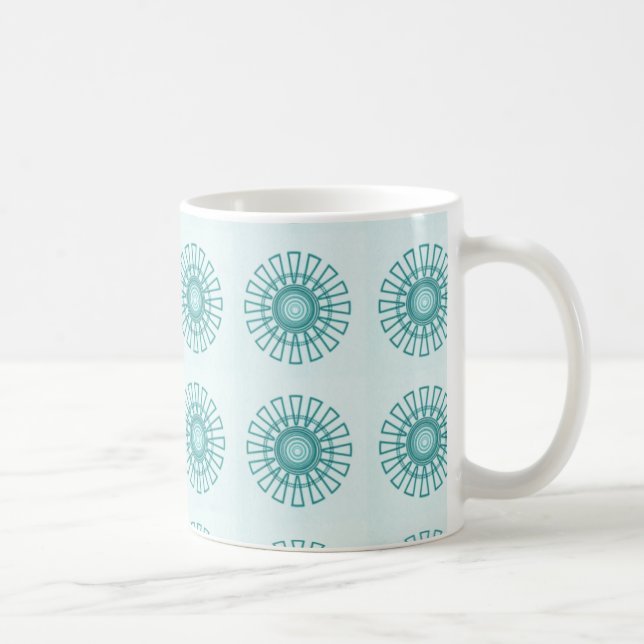 Retro Blommigt Mugg, Teal Kaffemugg (Höger)