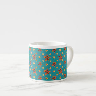 Retro Blommigt och Polka dots på Teal Espresso Mug Espressomugg