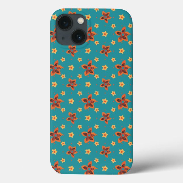 Retro Blommigt och Polkas i Teal iPad Mini Case (Baksida)
