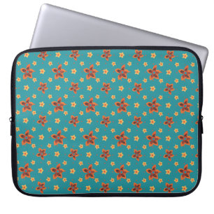 Retro Blommigt och Polkas på Teal Laptop sleeve