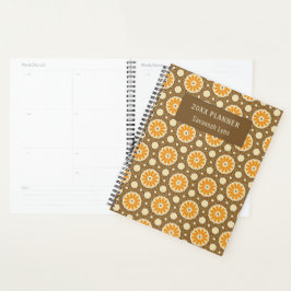 Retro Blommigt Orange Brown Yarly Planner