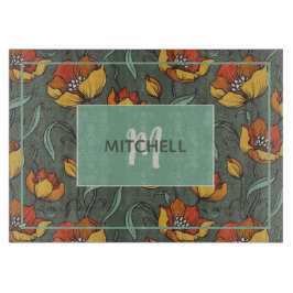 Retro Blommigt Orange Guld Teal Personlig