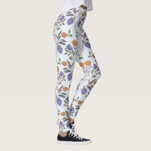 Retro-Blommigt över hela Mönster Leggings