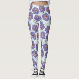 Retro-Blommigt över hela Mönster Leggings