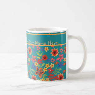 Retro-Blommigt på Anpassningsbar Coffee Mugg