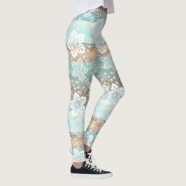 Retro-Blommigt på Funky Chic Coola Rand Mönster Leggings