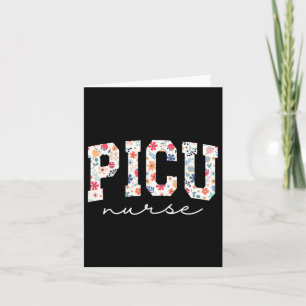 Retro Blommigt Picu Nurse Flower Pediatriska Icu- Kort