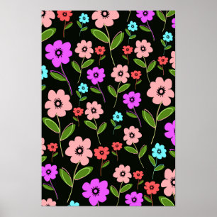 Retro blommigt poster