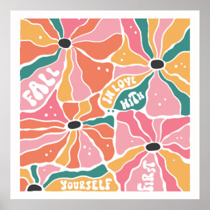 Retro Blommigt Poster - "Fall in Kärlek med dig sj