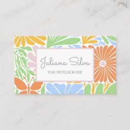 Retro Blommigt Ram färgstark Visitkort