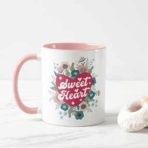 Retro Blommigt Raring Valentindagen Kaffe Mugg