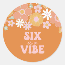 Retro Blommigt sex är en Vibe 6e-födelsedag Runt Klistermärke