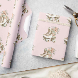 Retro Blommigt Skater  Design Vintage Klistra in Presentpapper