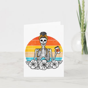 Retro Blommigt Skeleton Nurse Halloween SCrub Top Kort