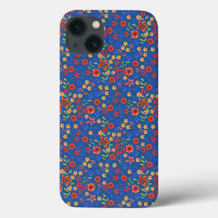 Retro-Blommigt Skriv ut på Blue Fodral-Mate iPad C