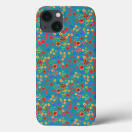 Retro Blommigt Skriv ut på Teal Fodral-Mate iPad C