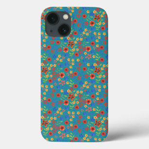 Retro Blommigt Skriv ut på Teal Fodral-Mate iPad C