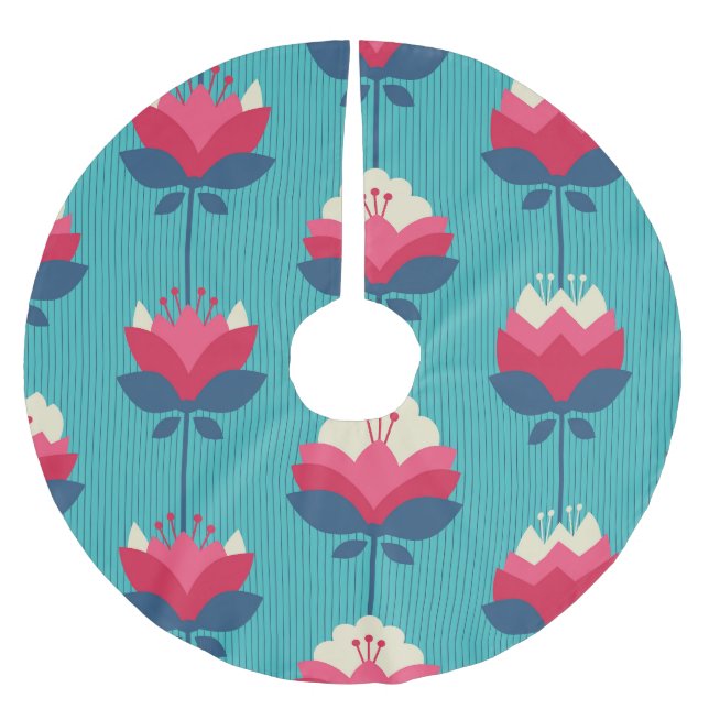 Retro blommigt sömlös mönster. julgransmatta borstad polyester (Framsidan)