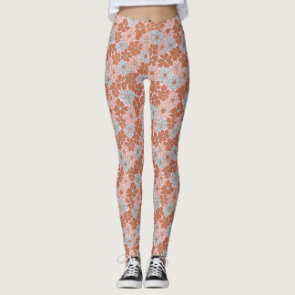 Retro Blommigt Sömlös Mönster Leggings