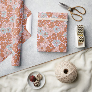 Retro Blommigt Sömlös Mönster Presentpapper