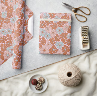 Retro Blommigt Sömlös Mönster Presentpapper