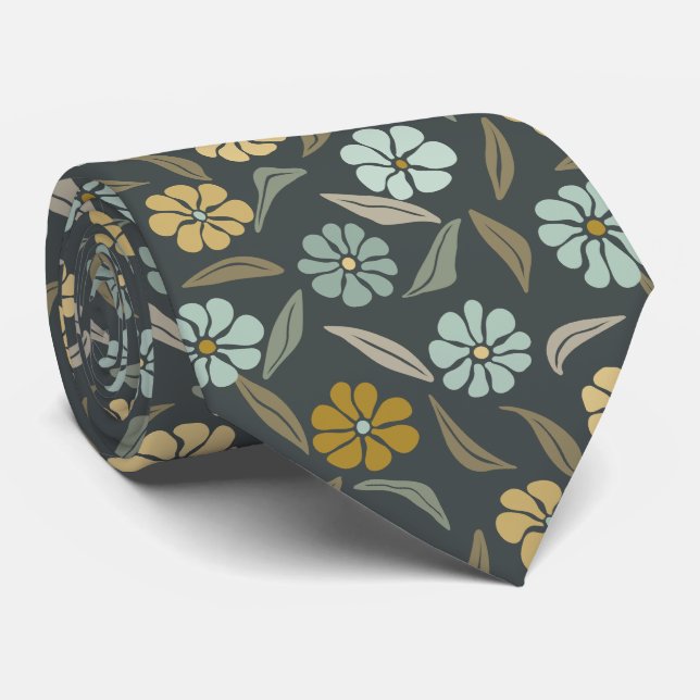 Retro Blommigt Vår Garden Neck Tie Slips (Rullad)