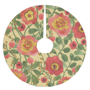 Retro Blommigt Vattenfärg: Timless Elegance Julgransmatta Borstad Polyester