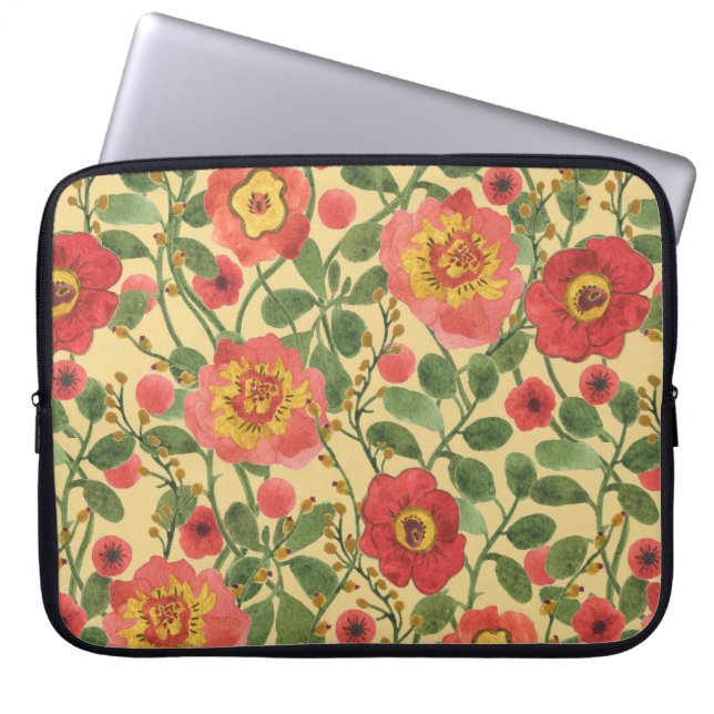 Retro Blommigt Vattenfärg: Timless Elegance Laptop Fodral (Framsidan)