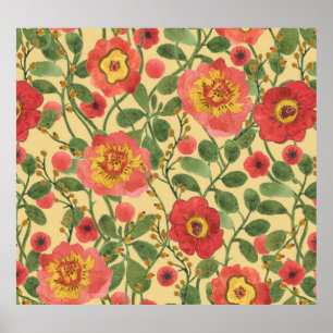 Retro Blommigt Vattenfärg: Timless Elegance Poster