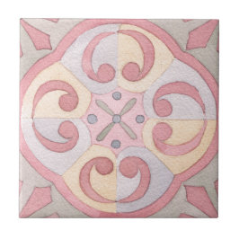 Retro blommigt vattenfärgsgrafik mönster Bohemian- Kakelplatta