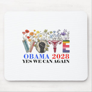 Retro Blommigt Vote Obama 2028 Ja, vi kan _1 igen Musmatta