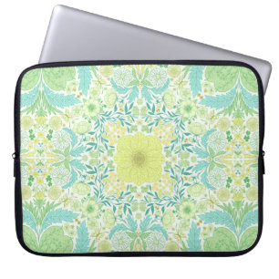 Retro-blommigtar i grönt och gult laptop fodral