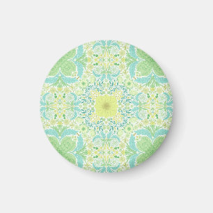 Retro-blommigtar i grönt och gult magnet