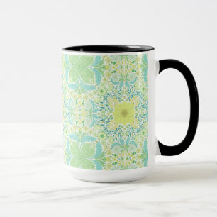 Retro-blommigtar i grönt och gult mugg
