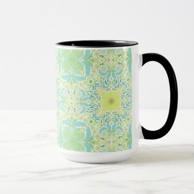 Retro-blommigtar i grönt och gult mugg (Höger)
