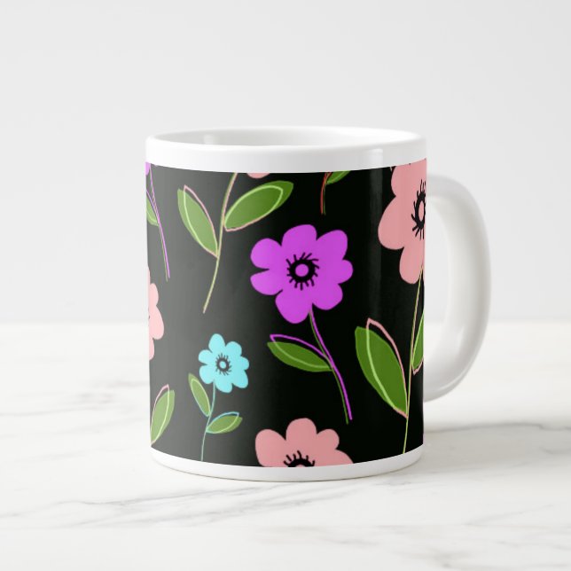 Retro-Blommigtar Jumbo Mugg (Framsida höger)