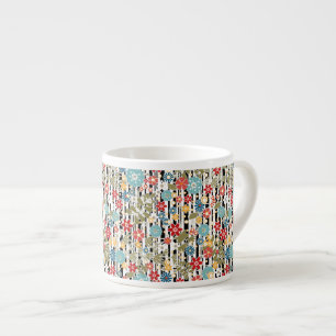 Retro, blommigtens återcirkel espressomugg