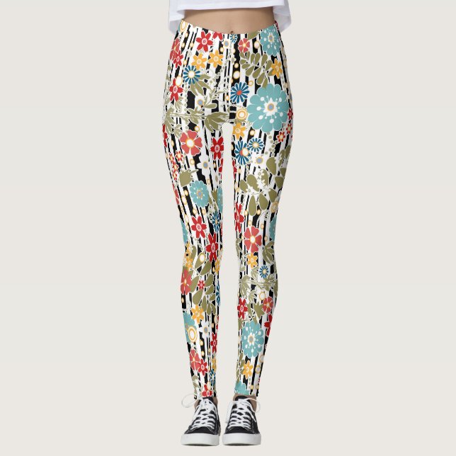 Retro, blommigtens återcirkel leggings (Framsida)