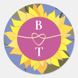 Retro blommonogram bröllop runt klistermärke