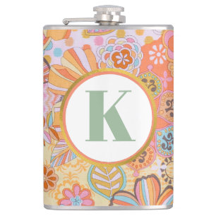 Retro blommonogram funkis mönster fickplunta