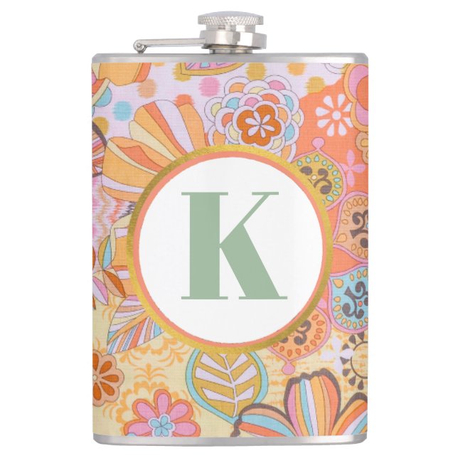Retro blommonogram funkis mönster fickplunta (Framsidan)