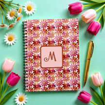 Retro blommonogram – Rosa & Bruna Blommor