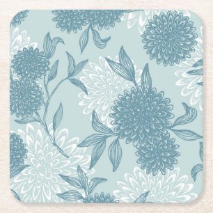 Retro blommönster 2 2 underlägg papper kvadrat