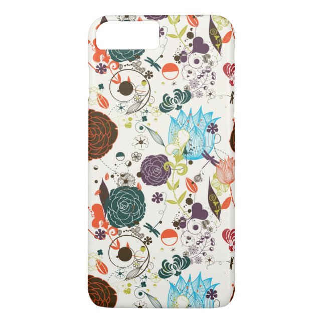 Retro blommönster 2 Case-Mate iPhone skal (Baksida)